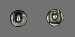 Hemidrachm (?) (Coin) Depicting a Shield, early 4th century BCE. Creator: Unknown Hemidrachm (?) (Coin) Depicting a Shield, early 4th century BCE. Creator: Unknown