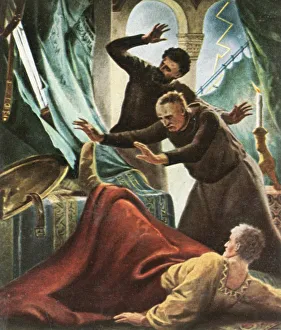 Henry V is hit by lightning in the imperial house at Goslar, (1936). Creator: Unknown Henry V is hit by lightning in the imperial house at Goslar, (1936). Creator: Unknown