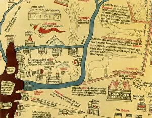 Maps Collection: Hereford World Map, c.1280, 1944. Creator: Richard de Bello