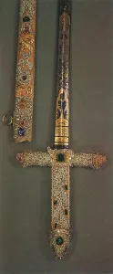 Hilt and scabbard of the Jewelled State Sword, 1953 Hilt and scabbard of the Jewelled State Sword, 1953