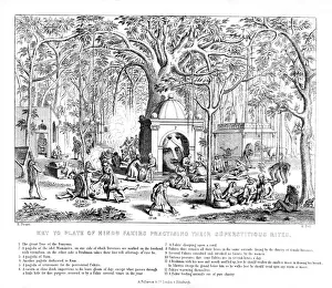 Hindu Fakirs practising their superstitious rites, 19th century. Artist: Bell Hindu Fakirs practising their superstitious rites, 19th century. Artist: Bell