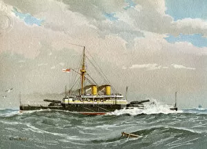 Images Dated 24th August 2010: HMS Rodney, Royal Navy 1st class battleship, c1890-c1893. Artist: William Frederick Mitchell