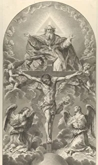 The Holy Trinity; Christ on the cross flanked by two angels The Holy Trinity; Christ on the cross flanked by two angels