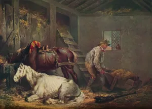 Horses in a Stable, 1791. Artist: George Morland Horses in a Stable, 1791. Artist: George Morland