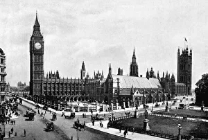 The Houses of Parliament and Westminster Hall seen from Parliament Square, London, c1905 The Houses of Parliament and Westminster Hall seen from Parliament Square, London, c1905