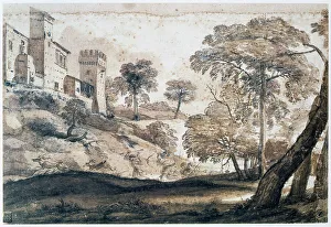 Hunting deer, mid-late 17th century. Artist: Claude Lorrain Hunting deer, mid-late 17th century. Artist: Claude Lorrain