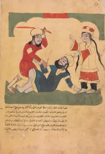The Husband Beats his Wifes Lover, Folio from a Kalila wa Dimna, 18th century The Husband Beats his Wifes Lover, Folio from a Kalila wa Dimna, 18th century