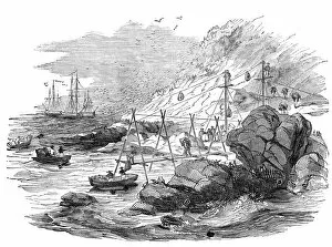 Ichaboe - mode of shipping the guano, 1844. Creator: Unknown