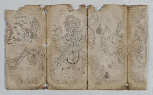 Iconographic Drawing of Tantric Enlightened Beings (verso), c. 1500. Creator: Unknown Iconographic Drawing of Tantric Enlightened Beings (verso), c. 1500. Creator: Unknown