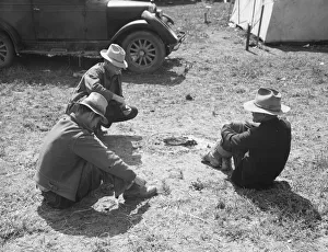Cowboy Hats Gallery: Idle migrants, foothills north of San Jose, California, 1939. Creator: Dorothea Lange