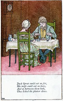 Illustration for Jack Sprat could eat no fat, Kate Greenaway (1846-1901) Illustration for Jack Sprat could eat no fat, Kate Greenaway (1846-1901)