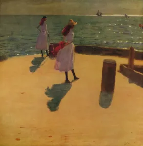 English Coastal Scene Prints: On Walberswick Pier, c1887, (c1915). Artist: Philip Wilson Steer