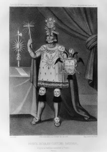 Inca prince, national costume, 1852. Artist: Jacques Francois Gauderique Llanta Inca prince, national costume, 1852. Artist: Jacques Francois Gauderique Llanta