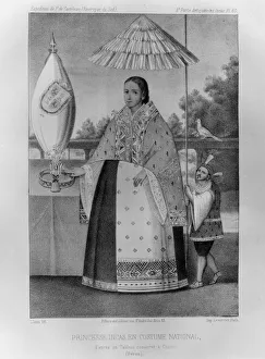 Inca princess, national costume, 1852. Artist: Jacques Francois Gauderique Llanta Inca princess, national costume, 1852. Artist: Jacques Francois Gauderique Llanta