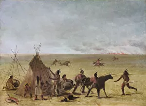 Urgent Gallery: Indian Family Alarmed at the Approach of a Prairie Fire, 1846-1848