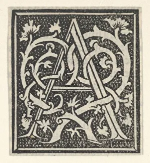 Anonymous Woodcut Art Prints: Initial letter A on patterned background, 1520. 1520. Creator: Anon