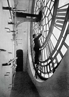 Big Ben Gallery: Inside the clock face of Big Ben, Palace of Westminster, London, c1905