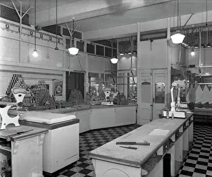Interior of the Butchery Department, Barnsley Co-op, South Yorkshire, 1956. Artist Interior of the Butchery Department, Barnsley Co-op, South Yorkshire, 1956. Artist