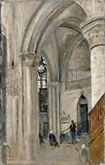 Interior of the Church at Mantes. Artist: Corot, Jean-Baptiste Camille (1796-1875)