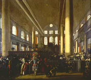 Synagogue Gallery: Interior of the Portuguese Synagogue in Amsterdam, c. 1680