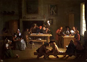 Interior of a school, oil on canvas by Miguel Angel Houasse Interior of a school, oil on canvas by Miguel Angel Houasse