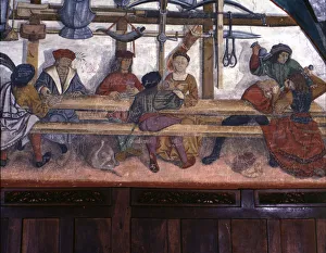 Issogne Castle, frescoes, detail of the guard Issogne Castle, frescoes, detail of the guard