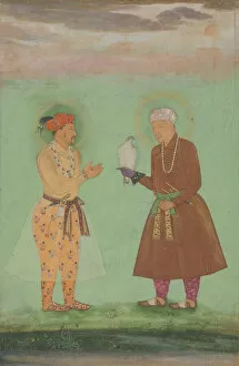 Gold Colour Gallery: Jahangir and his Father, Akbar, Folio from the Shah Jahan Album, verso: ca