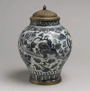 Jar with Lion and Landscape Elements, Iran, first half 18th century. Creator: Unknown Jar with Lion and Landscape Elements, Iran, first half 18th century. Creator: Unknown