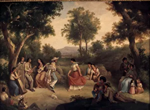 Jarabe Tapatio, traditional dance of courtship, oil by Manuel J. Serrano Jarabe Tapatio, traditional dance of courtship, oil by Manuel J. Serrano