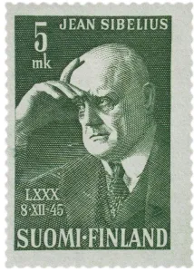 Jean Sibelius (postage stamp), 1945. Artist: Anonymous Jean Sibelius (postage stamp), 1945. Artist: Anonymous
