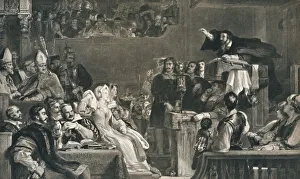 Black And White Monochrome Image Prints: John Knox Preaching before the Lords of the Congregation