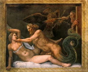 Print of Jupiter and Olympia, a fresco replica from the Palazzo Te