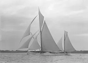 Ketch Gallery: The ketch Corisande under sail, 1911. Creator: Kirk & Sons of Cowes