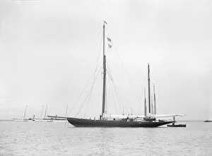 Ketch Gallery: The ketch Valdora at anchor, 1913. Creator: Kirk & Sons of Cowes