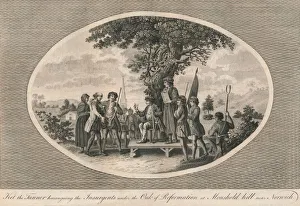 Prints of Ketts Rebellion, Norfolk, 1549 (1793). Kett the Tanner haranguing the insurgents under the Oak of Reformation at Mousehold hill near Norwich Politic Prints: Ketts Rebellion Print, Norfolk 1549 (1793)