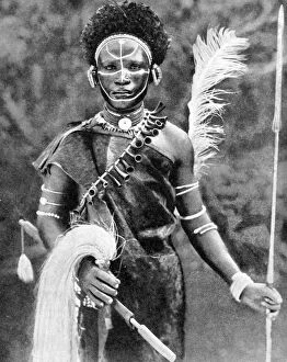 A Kikuyu warrior, Kenya, 1936.Artist: Martin Johnson