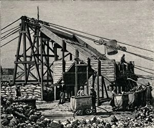 Northern Cape Province Gallery: Kimbereley Diamond Mine: apparatus for raising the diamantiferous earth, 1896