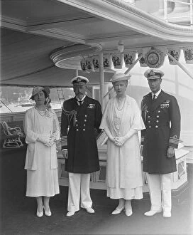 Queen Mary Of Teck Gallery: King George V, Queen Mary, the Duke and Duchess of York aboard HMY Victoria and Albert, 1935