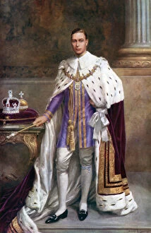 Images Dated 15th August 2006: King George VI in coronation robes, 1937.Artist: Albert Henry Collings