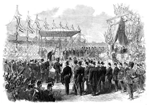 Civil Engineering History Prints: The King of Holland laying the foundation-stone of the Amsterdam ship-canal locks