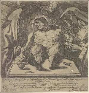 Lamentation over the body of Christ by the three Marys, a jar of ointment on the table to Lamentation over the body of Christ by the three Marys, a jar of ointment on the table to