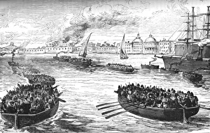 Anglo Egyptian War Gallery: Landing Troops at the Khedives Palace at Alexandria after the Bombardment, 1882, (c1882-1885)