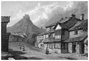 Launceston Castle, Cornwall, 19th century.Artist: E Francis Launceston Castle, Cornwall, 19th century.Artist: E Francis