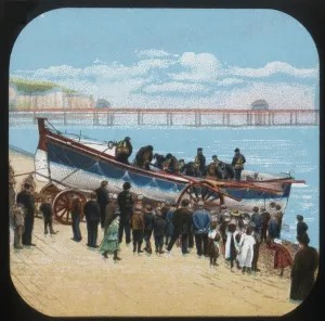 Launching the Life-boat, c1900. Creator: Unknown Launching the Life-boat, c1900. Creator: Unknown