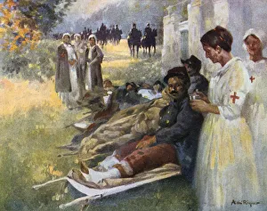 Le Premier Soin, 1914. Artist: Alexandre de Riquer Le Premier Soin, 1914. Artist: Alexandre de Riquer