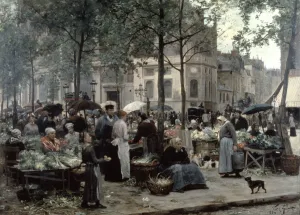 Les Halles, Paris Central Market, 1880. Artist: Gilbert Victor Gabriel Les Halles, Paris Central Market, 1880. Artist: Gilbert Victor Gabriel