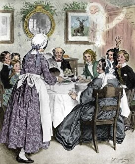 British Book Illustration Gallery: Let Me Think of the Comfortable Family Dinners. 1862, (1923). Artist: Charles Edmund Brock