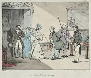 Life of the Chateau: A Visit in the Neighborhood, 1828. Creator: Eugene Louis Lami (French Life of the Chateau: A Visit in the Neighborhood, 1828. Creator: Eugene Louis Lami (French