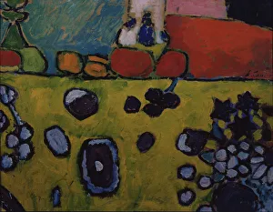 Still life with a colourful tablecloth, 1909. Artist: Javlensky, Alexei, von (1864-1941) Still life with a colourful tablecloth, 1909. Artist: Javlensky, Alexei, von (1864-1941)