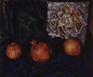 Still life. Pomegranates, 1910. Artist: Kustodiev, Boris Michaylovich (1878-1927)